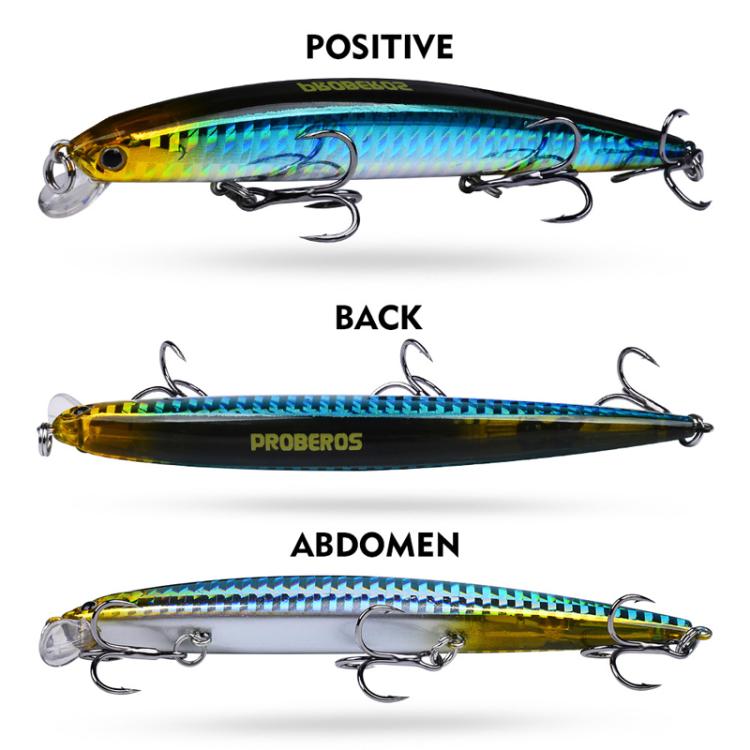 Leurre Minnow Submergé PROBEROS DW622 12,5cm-16g, Leurre Dur Bionique en Plastique Polyvalent pour la Pêche en Mer