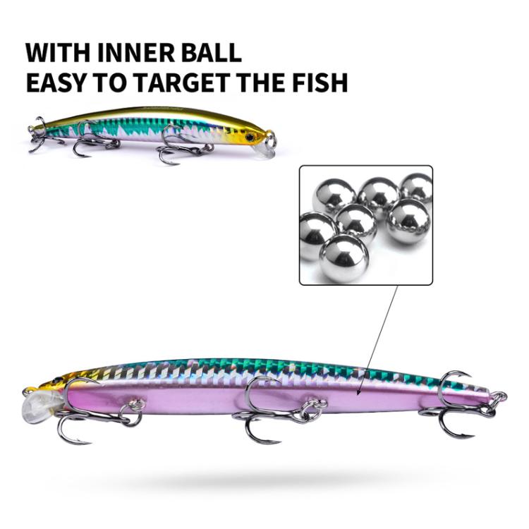 Leurre Minnow Submergé PROBEROS DW622 12,5cm-16g, Leurre Dur Bionique en Plastique Polyvalent pour la Pêche en Mer