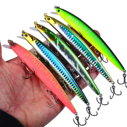 Leurre Minnow Submergé PROBEROS DW622 12,5cm-16g, Leurre Dur Bionique en Plastique Polyvalent pour la Pêche en Mer