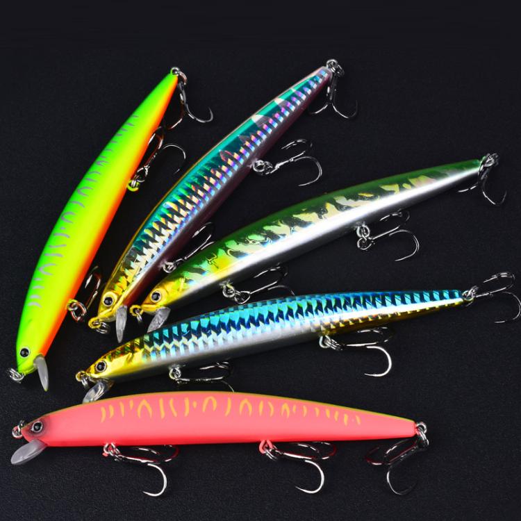 Leurre Minnow Submergé PROBEROS DW622 12,5cm-16g, Leurre Dur Bionique en Plastique Polyvalent pour la Pêche en Mer