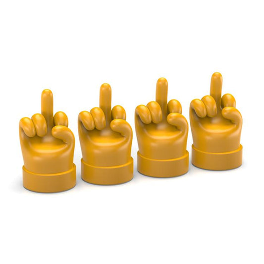 4pcs /Set Car Gesture Valve Tire Decorative Rubber Cap, Yellow Middle Finger, Black Middle Finger, Yellow OK, Black OK, Yellow Rock, Black Rock, Yellow Yeah, Black Yeah, Yellow Six, Black Six