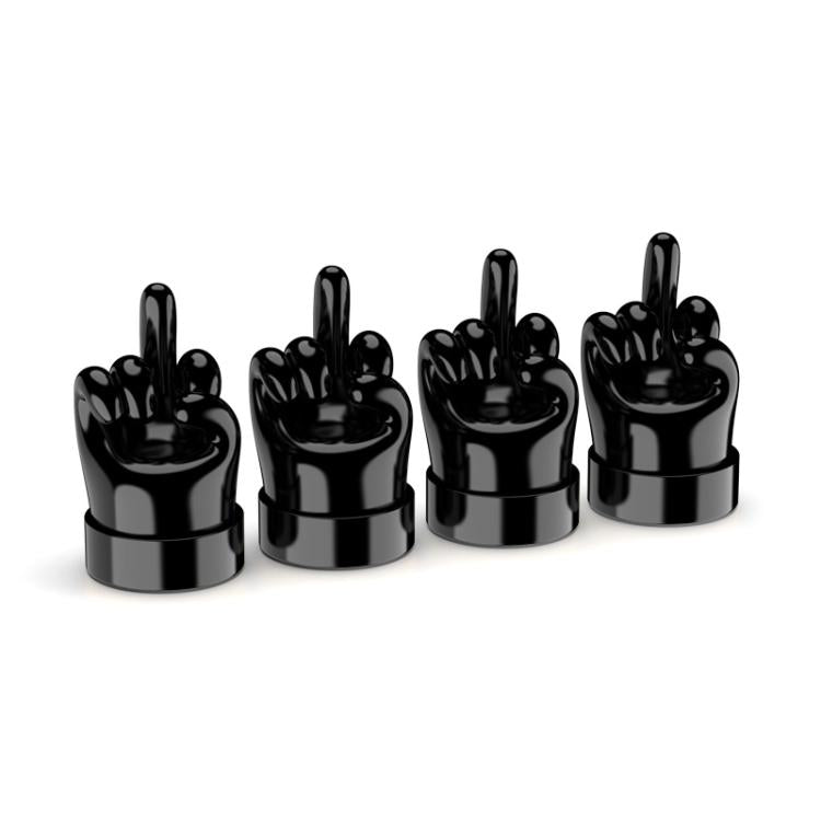 4pcs /Set Car Gesture Valve Tire Decorative Rubber Cap, Yellow Middle Finger, Black Middle Finger, Yellow OK, Black OK, Yellow Rock, Black Rock, Yellow Yeah, Black Yeah, Yellow Six, Black Six
