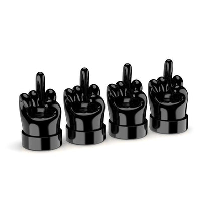 4pcs /Set Car Gesture Valve Tire Decorative Rubber Cap, Yellow Middle Finger, Black Middle Finger, Yellow OK, Black OK, Yellow Rock, Black Rock, Yellow Yeah, Black Yeah, Yellow Six, Black Six