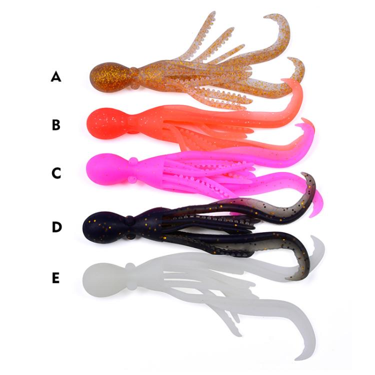 PROBEROS DW6123 Leurre souple simulant un calmar, 10 cm-4,8 g, Leurre de pêche en mer pour poulpe, 5 pièces/paquet