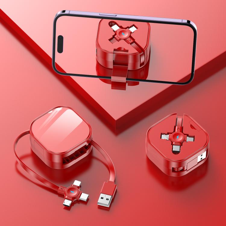 120cm Portable 3 In 1 Fast Charging Cable With Mobile Phone Holder Light Retractable Data Cable