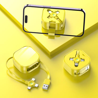 120cm Portable 3 In 1 Fast Charging Cable With Mobile Phone Holder Light Retractable Data Cable
