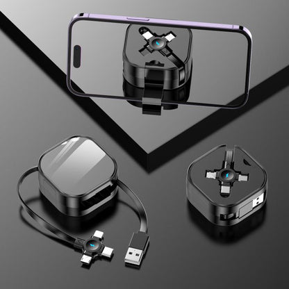 120cm Portable 3 In 1 Fast Charging Cable With Mobile Phone Holder Light Retractable Data Cable