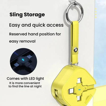 120cm Portable 3 In 1 Fast Charging Cable With Mobile Phone Holder Light Retractable Data Cable