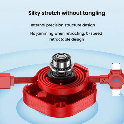 120cm Portable 3 In 1 Fast Charging Cable With Mobile Phone Holder Light Retractable Data Cable