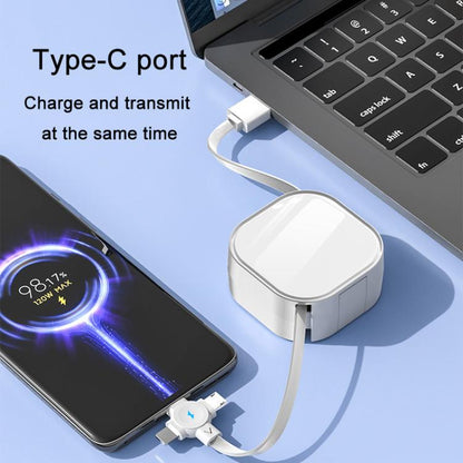 120cm Portable 3 In 1 Fast Charging Cable With Mobile Phone Holder Light Retractable Data Cable