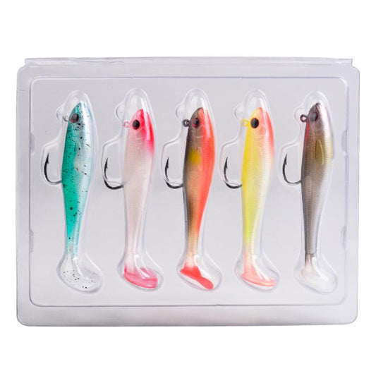 5 piezas / Juego de señuelos blandos de imitación sumergibles con cola en T Lua, anzuelo simple, natación completa, PROBEROS DW6092N6A, PROBEROS DW6092N12A, PROBEROS DW6092N6B