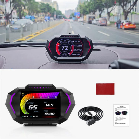 Pantalla HUD multifuncional para coche P24, velocímetro digital OBD+GPS, medidor de pendiente, P24