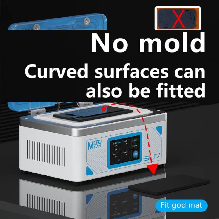 Cell Phone Repair Curved Screen Pressing Machine Flat Panel LCD Screen Vacuum Laminating Machine, EU Plug, MaAnt SU7