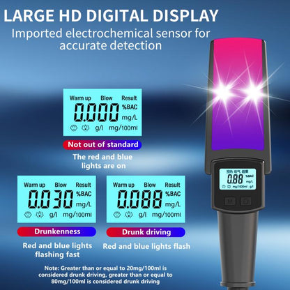 HD Digital Display Blow-type Alcohol Tester with Flashing Emergency Light, 803
