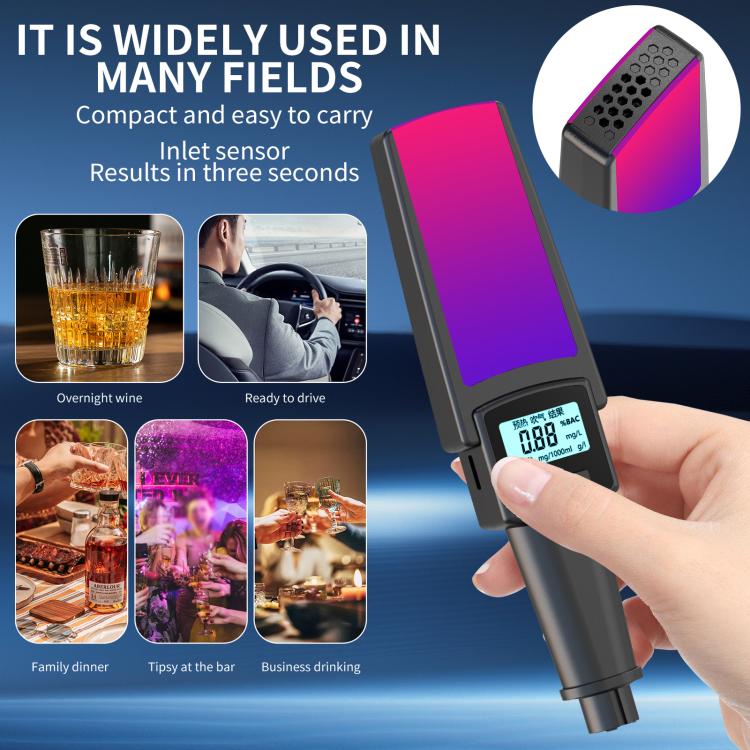 HD Digital Display Blow-type Alcohol Tester with Flashing Emergency Light, 803