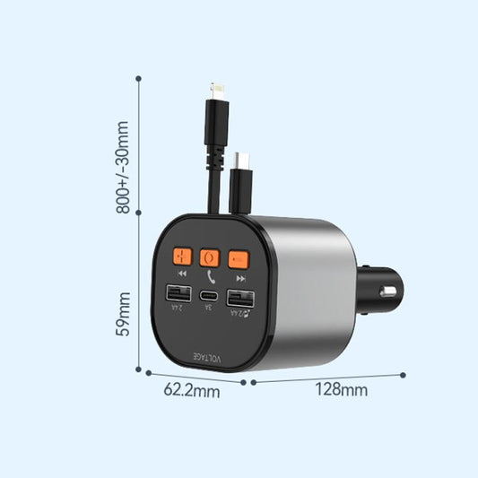 Chargeur de voiture rapide USB multifonctionnel PD compatible Bluetooth pour allume-cigare