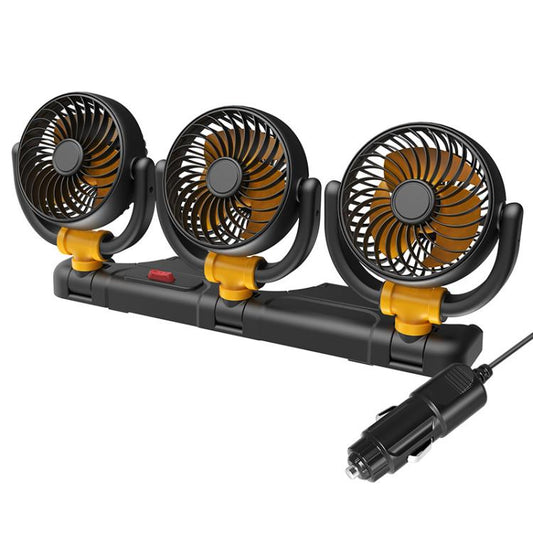 Ventilateur de voiture à trois têtes rotatif F4505, pliable et à trois modes, port USB 5 V, port allume-cigare 12 V, port allume-cigare 24 V
