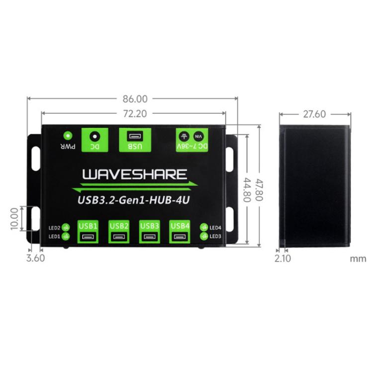 4 Way USB 3.2 Hub 1 To 4 Metal Case Extender, 27837