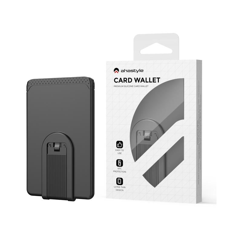 AhaStyle WG133 Adhesive Silicone Cell Phone Card Holder Phone Back Sticker Storage Bag, Adhesive With Stand