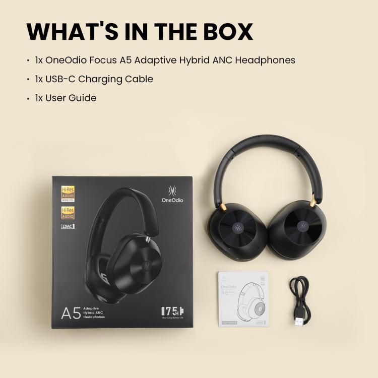 OneOdio Focus A5 ANC Active Noise Reduction Headset Wireless Bluetooth Gaming Sports Headset, Focus A5