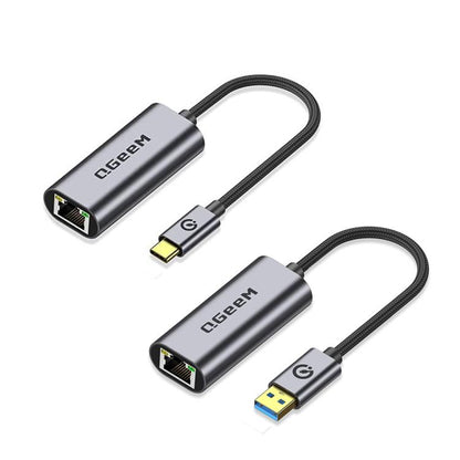 LAN Converter Gigabit Ethernet Adapter for Laptop, PC, Smartphone, Plug & Play Cable Length 15cm, QGeeM  USB-C/Type-C To RJ45, QGeeM  USB-A To RJ45