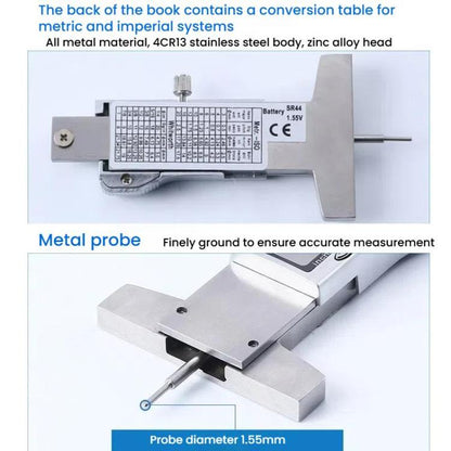 Syntek Electronic Digital Display Tire Tread Depth Caliper 0-25mm Measuring Tread Depth Gauge, All-metal
