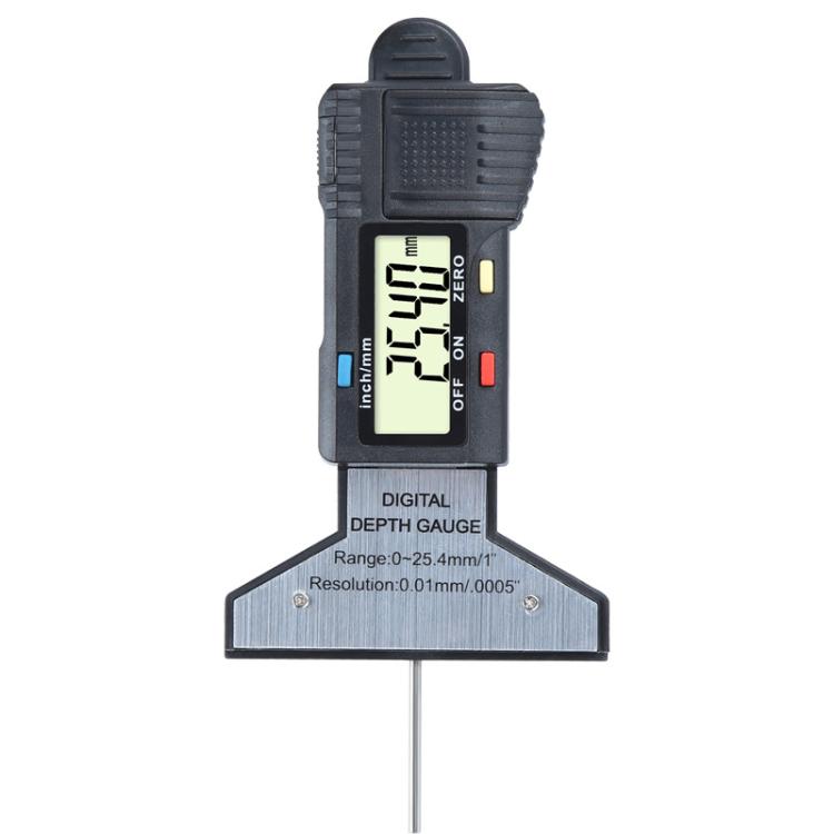 Règle de mesure de profondeur numérique Syntek 0-25mm, jauge électronique de profondeur de pneu, noir, argent