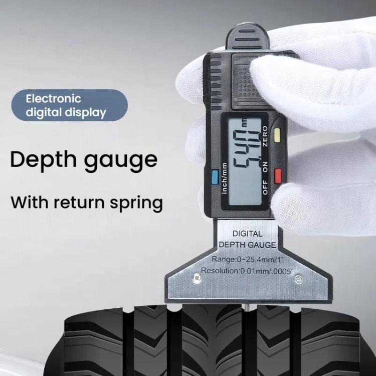 Règle de mesure de profondeur numérique Syntek 0-25mm, jauge électronique de profondeur de pneu, noir, argent