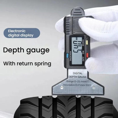 Règle de mesure de profondeur numérique Syntek 0-25mm, jauge électronique de profondeur de pneu, noir, argent