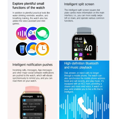 Blood Oxygen / Sleep / Heart Rate Health Monitoring Smart Watch Square Sports Double Strap Watch, Gold Steel+Silicone Pink, Black Steel+Silicone Black