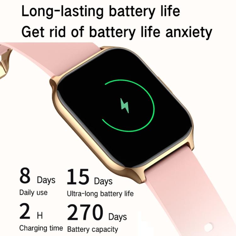 Blood Oxygen / Sleep / Heart Rate Health Monitoring Smart Watch Square Sports Double Strap Watch, Gold Steel+Silicone Pink, Black Steel+Silicone Black