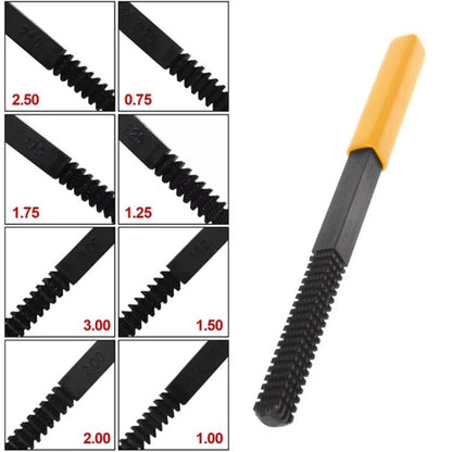 Outils de réparation de filetages, Métrique 0,75-3,0 mm, PF / BSP 11-28, SAE / UN 12-28, BSW / BSF 11-26