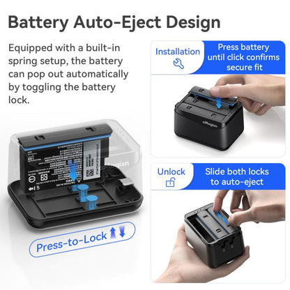 For Insta360 X5 Camera AMagisn Battery Charger Fast Charging Station For 3 Batteries Simultaneously