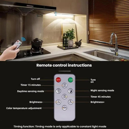 Rechargeable Motion Sensor Light Bar Cabinet Wardrobe Lamp With Remote Control, 20cm Silver, 40cm Silver, 60cm Silver, 80cm Silver, 20cm Black, 40cm Black, 60cm Black, 80cm Black