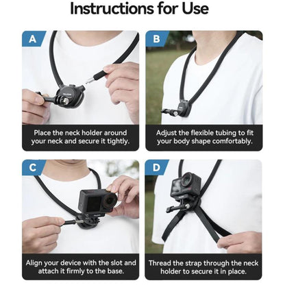 TELESIN Action Camera Neck Holder SE2.0 POV Perspective Bracket With Adjustable Chest Strap, SE2.0 Black, SE2.0 Gray