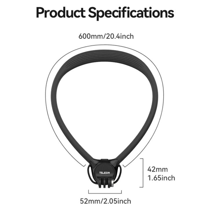 TELESIN Action Camera Neck Holder SE2.0 POV Perspective Bracket With Adjustable Chest Strap, SE2.0 Black, SE2.0 Gray