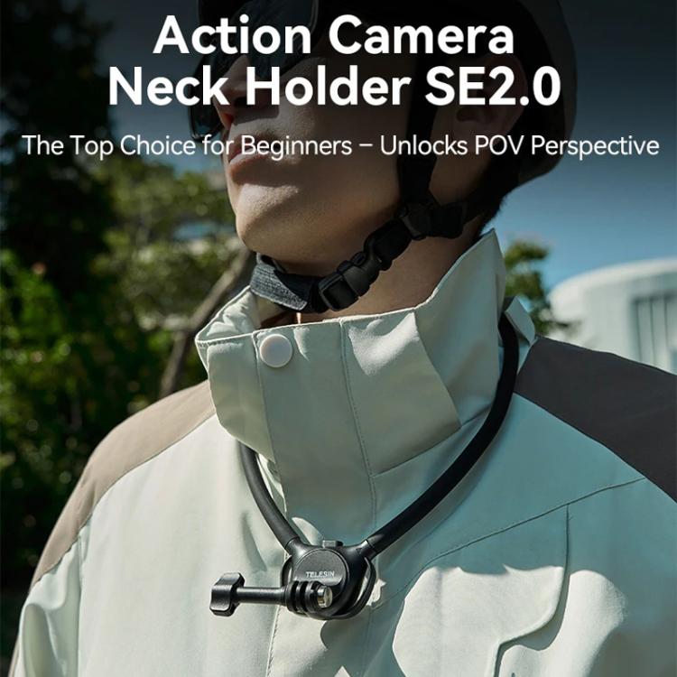 TELESIN Action Camera Neck Holder SE2.0 POV Perspective Bracket With Adjustable Chest Strap, SE2.0 Black, SE2.0 Gray