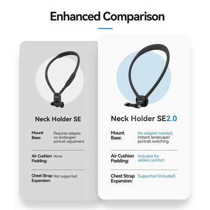 TELESIN Action Camera Neck Holder SE2.0 POV Perspective Bracket With Adjustable Chest Strap, SE2.0 Black, SE2.0 Gray