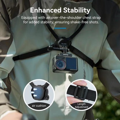 TELESIN Action Camera Neck Holder SE2.0 POV Perspective Bracket With Adjustable Chest Strap, SE2.0 Black, SE2.0 Gray