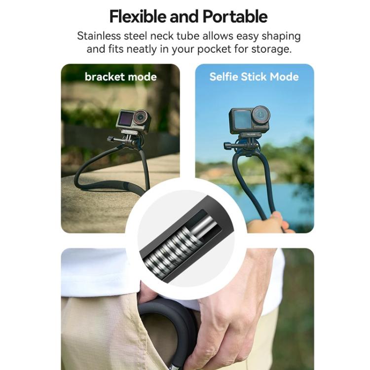 TELESIN Action Camera Neck Holder SE2.0 POV Perspective Bracket With Adjustable Chest Strap, SE2.0 Black, SE2.0 Gray