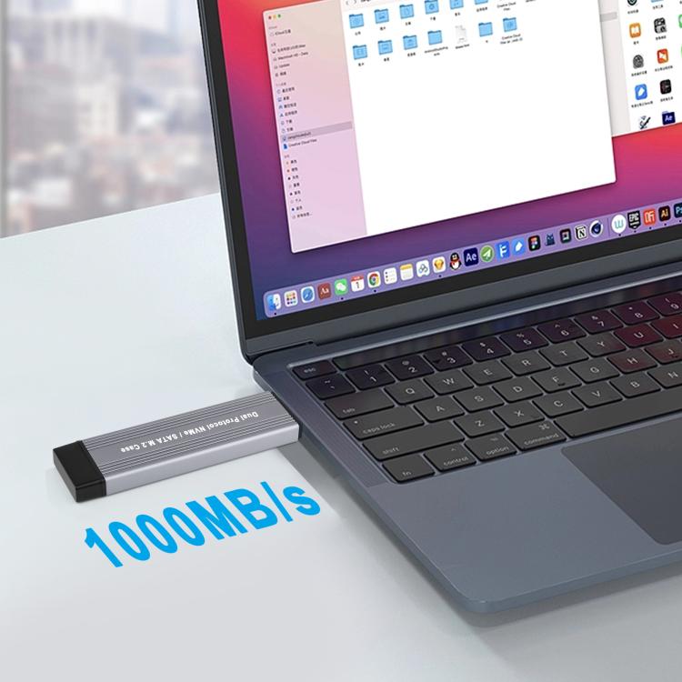 10Gbps USB3.1 Gen2 NVMe Hard Drive Enclosure With Direct Plug USB + Type-C Dual Interface, M.2 NVMe, 2230/2242 NVMe, NVMe / SATA M.2