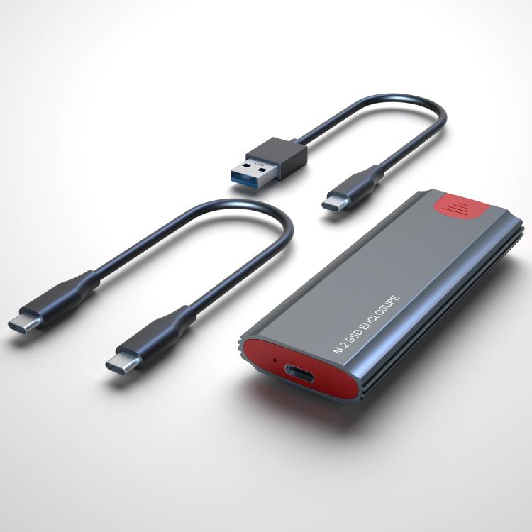 M.2 NVMe/SATA SSD Enclosure USB-C 10Gbps External Case Supports Up To 2TB, With USB-A To Type-C Cable, With Type-C Cable, With 2 Cables, With 2-in-1 Cable