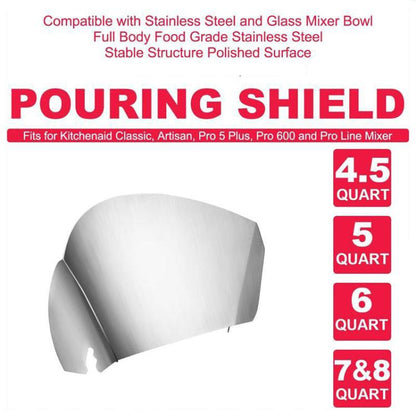 For KitchenAid Stand Mixer Stainless Steel Pouring Shield Food Chute Cover Attachment, Stainless Steel Pouring Shield