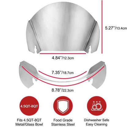 For KitchenAid Stand Mixer Stainless Steel Pouring Shield Food Chute Cover Attachment, Stainless Steel Pouring Shield