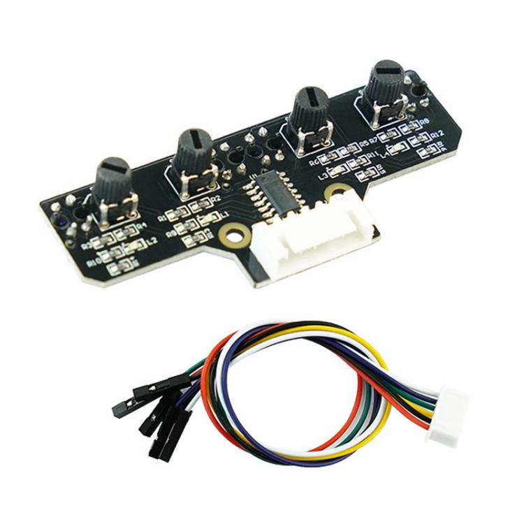 Yahboom 4 Channel Infrared Tracking Sensor Module For Smart Car Robot, Module, Module+ 6Pin Cable, With 6Pin Cable+16mm Copper Column, With 6Pin Cable+23mm Copper Column, Module+DuPont Cable, With DuPont Cable+16mm Copper Column                        ...