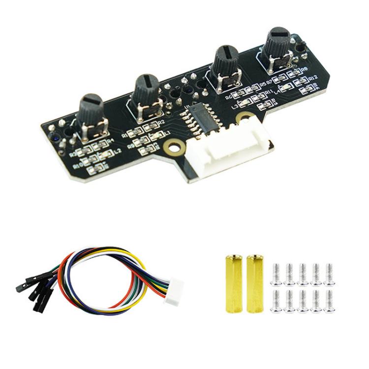 Yahboom 4 Channel Infrared Tracking Sensor Module For Smart Car Robot, Module, Module+ 6Pin Cable, With 6Pin Cable+16mm Copper Column, With 6Pin Cable+23mm Copper Column, Module+DuPont Cable, With DuPont Cable+16mm Copper Column                        ...