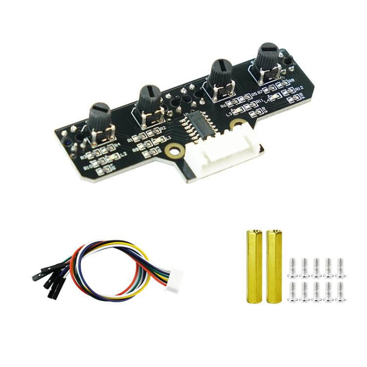 Yahboom 4 Channel Infrared Tracking Sensor Module For Smart Car Robot, Module, Module+ 6Pin Cable, With 6Pin Cable+16mm Copper Column, With 6Pin Cable+23mm Copper Column, Module+DuPont Cable, With DuPont Cable+16mm Copper Column                        ...