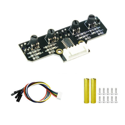 Yahboom 4 Channel Infrared Tracking Sensor Module For Smart Car Robot, Module, Module+ 6Pin Cable, With 6Pin Cable+16mm Copper Column, With 6Pin Cable+23mm Copper Column, Module+DuPont Cable, With DuPont Cable+16mm Copper Column                        ...