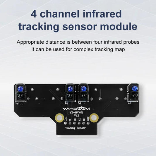 Yahboom 4 Channel Infrared Tracking Sensor Module For Smart Car Robot, Module, Module+ 6Pin Cable, With 6Pin Cable+16mm Copper Column, With 6Pin Cable+23mm Copper Column, Module+DuPont Cable, With DuPont Cable+16mm Copper Column������������������������...