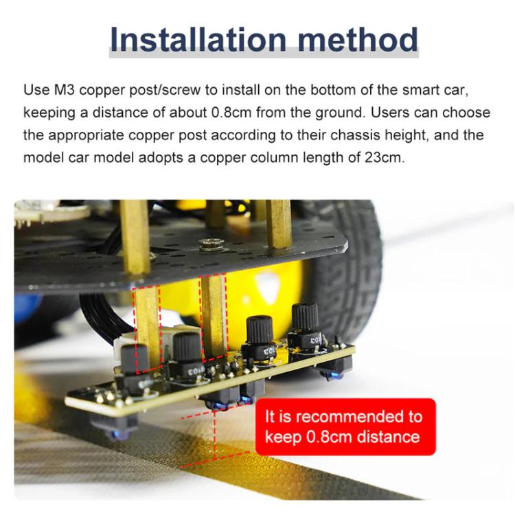 Yahboom 4 Channel Infrared Tracking Sensor Module For Smart Car Robot, Module, Module+ 6Pin Cable, With 6Pin Cable+16mm Copper Column, With 6Pin Cable+23mm Copper Column, Module+DuPont Cable, With DuPont Cable+16mm Copper Column                        ...